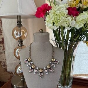 Vintage Gold, Pink and Crystal Statement Necklace